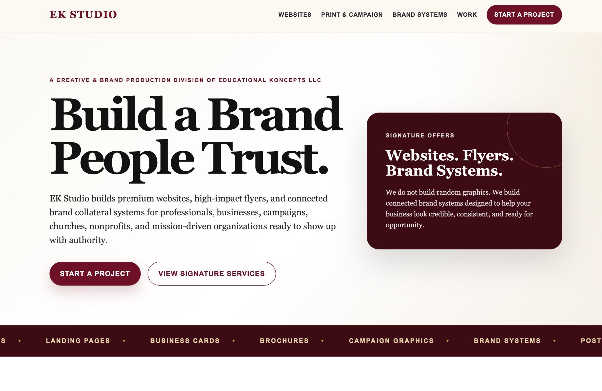 EK Studio: premium agency brand platform