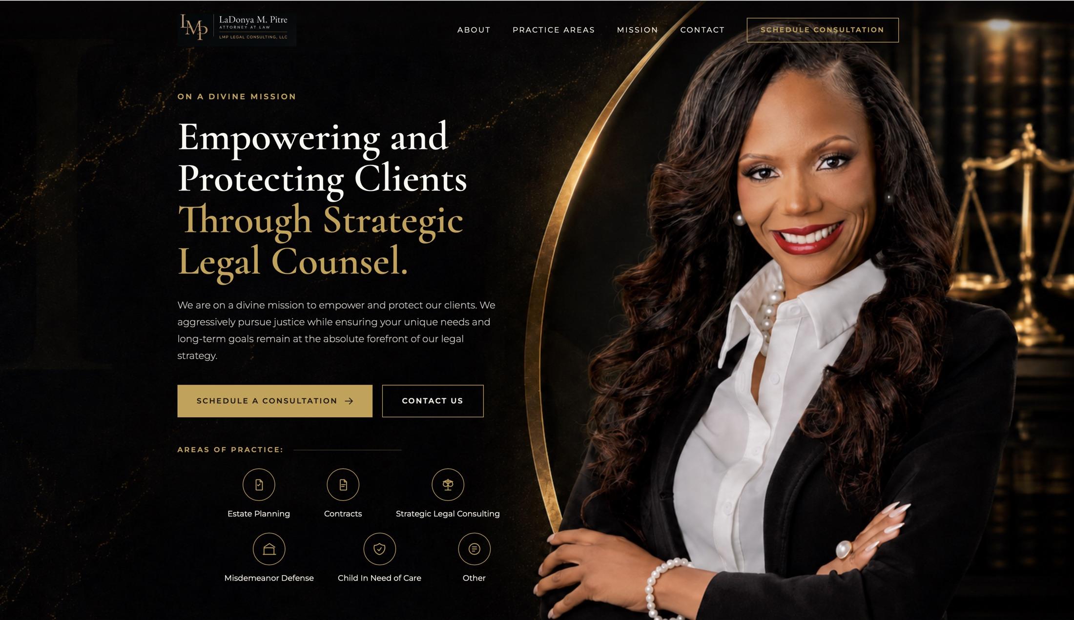 LMP Legal: law firm website, desktop view