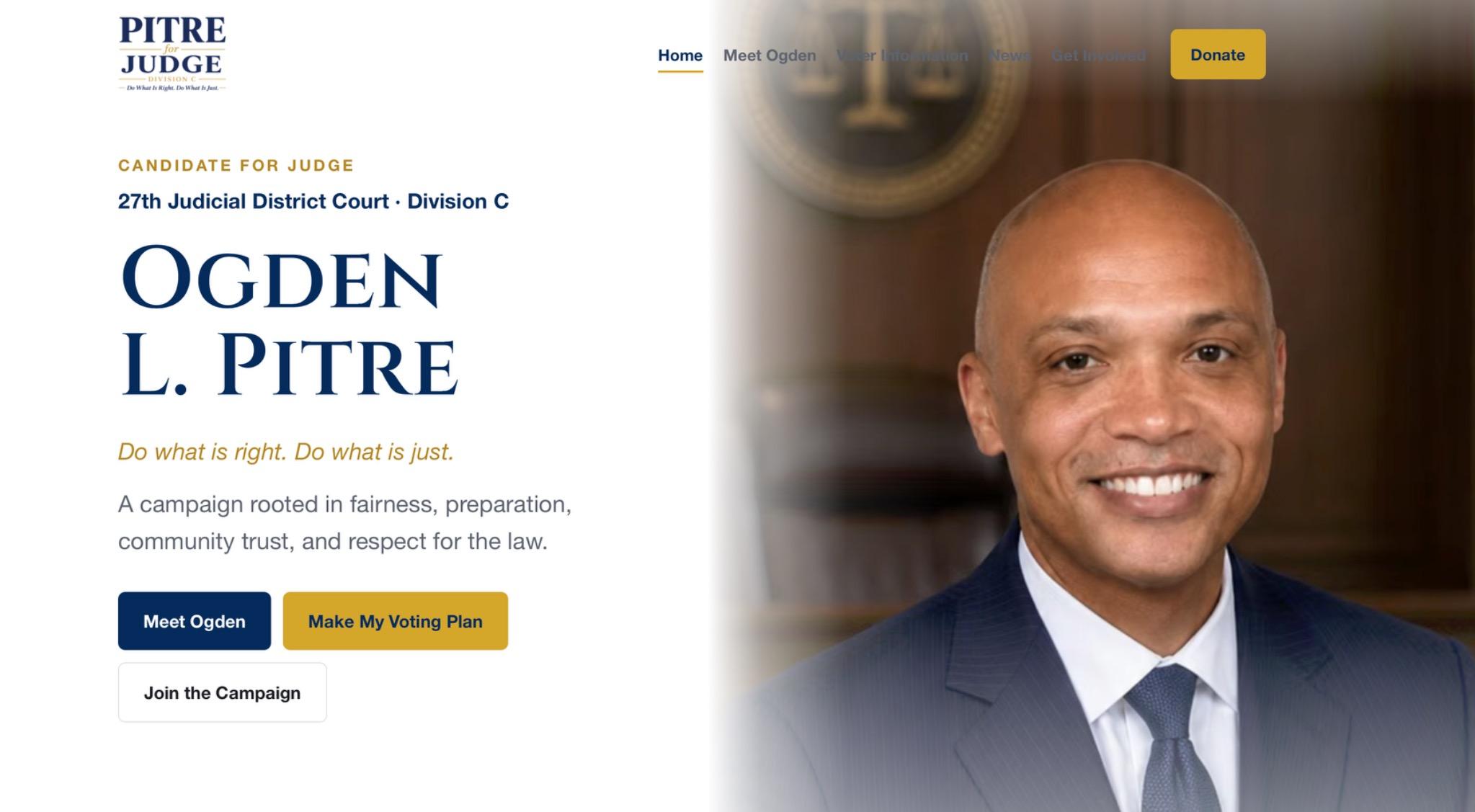 Pitre for Judge: professional campaign website